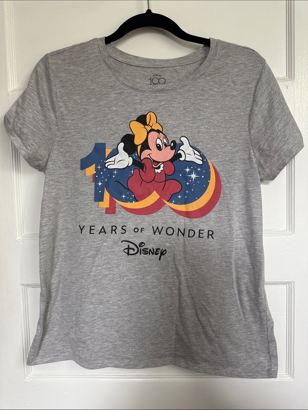 Disney Gray Minnie Mouse 100 Years Tee with Colorful Graphic